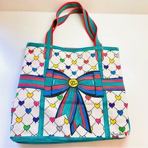 Brighton Love & Joy Canvas Tote Bag Christmas Elf Hearts Shoulder Handbag